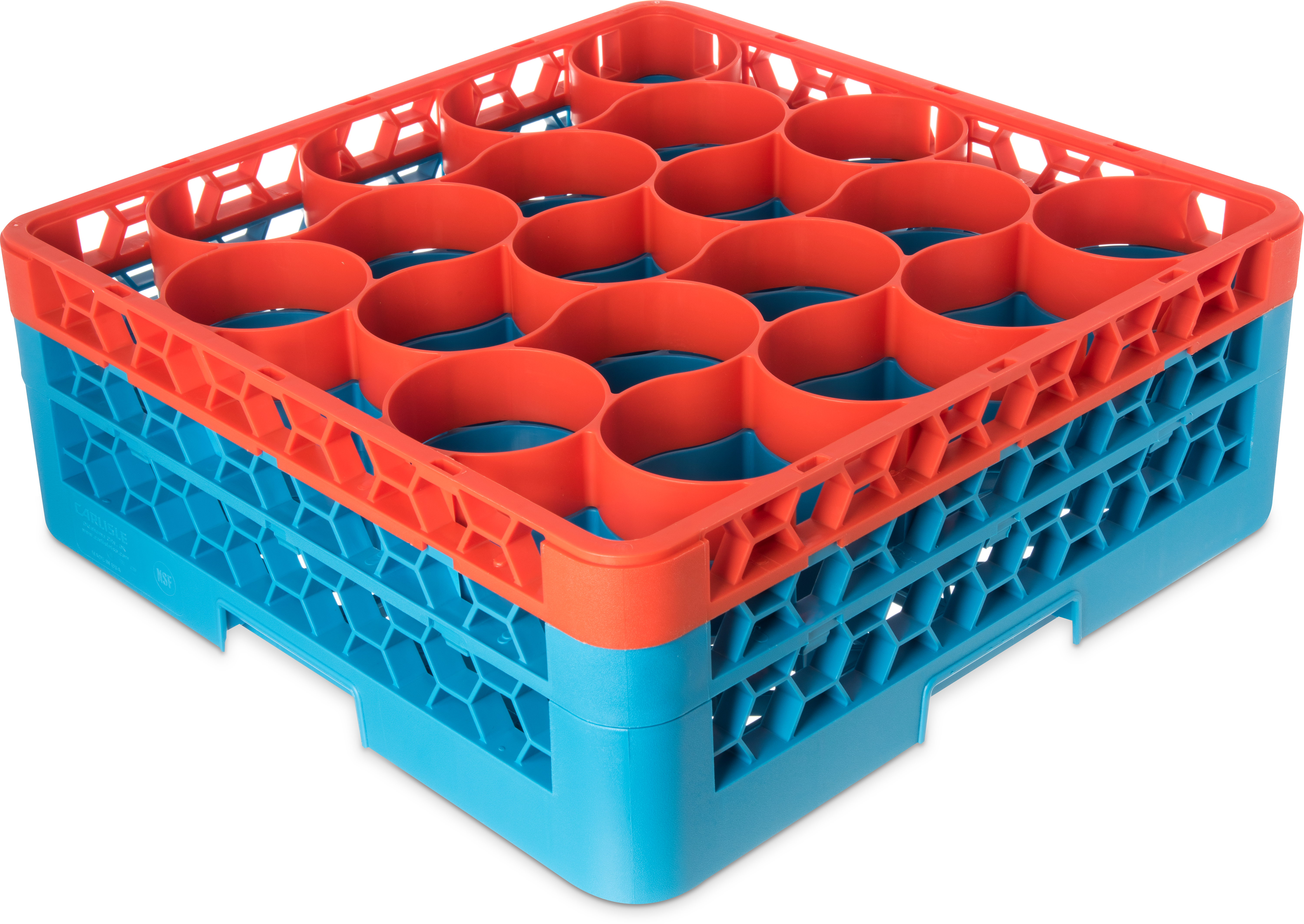 OptiClean NeWave Color-Coded Glass Rack with Two Extenders 20 Compartment - Orange-Carlisle Blue