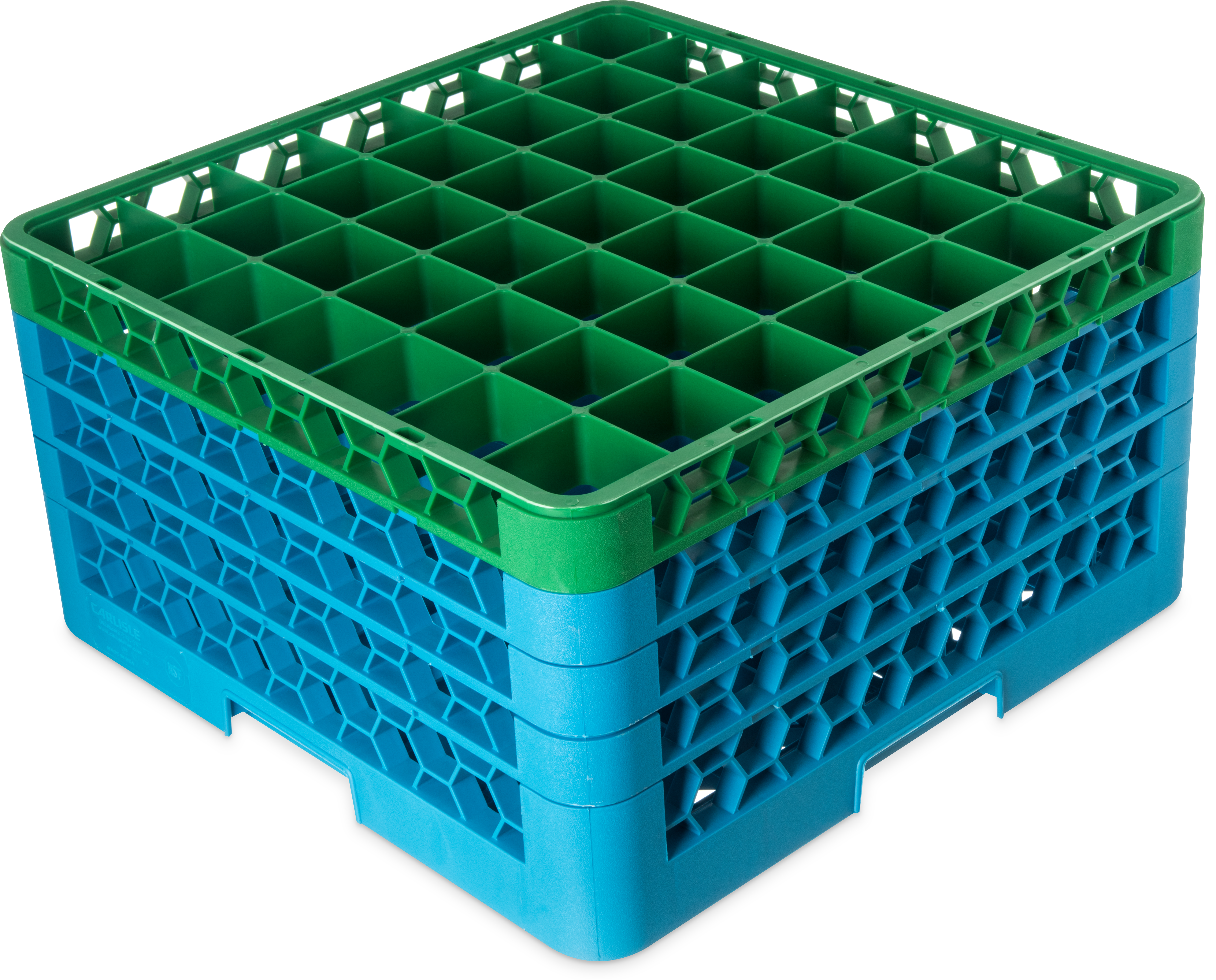 OptiClean 49 Compartment Glass Rack with 4 Extenders 10.3 - Green-Carlisle Blue
