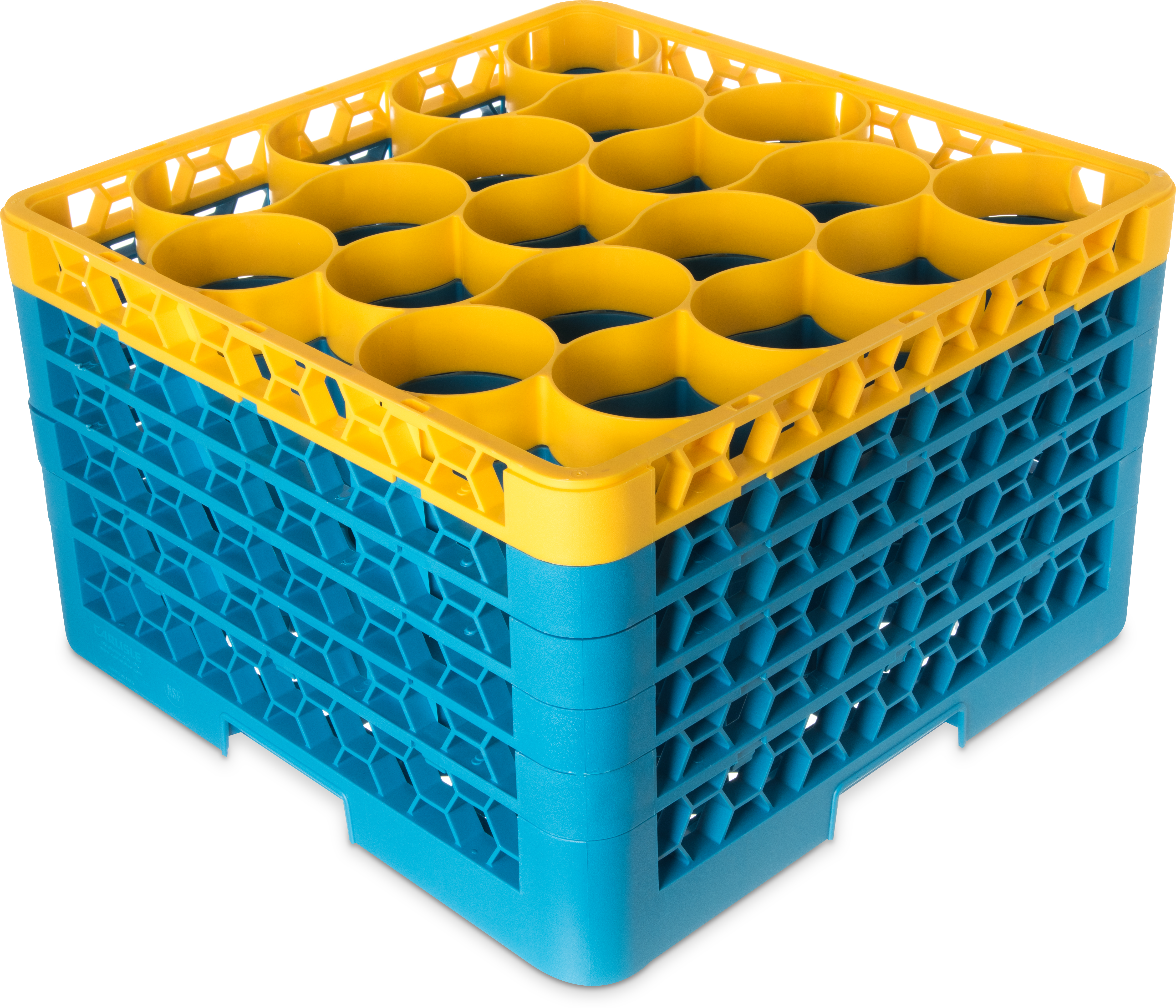 OptiClean NeWave Color-Coded Glass Rack with Five Extenders 20 Compartment - Yellow-Carlisle Blue