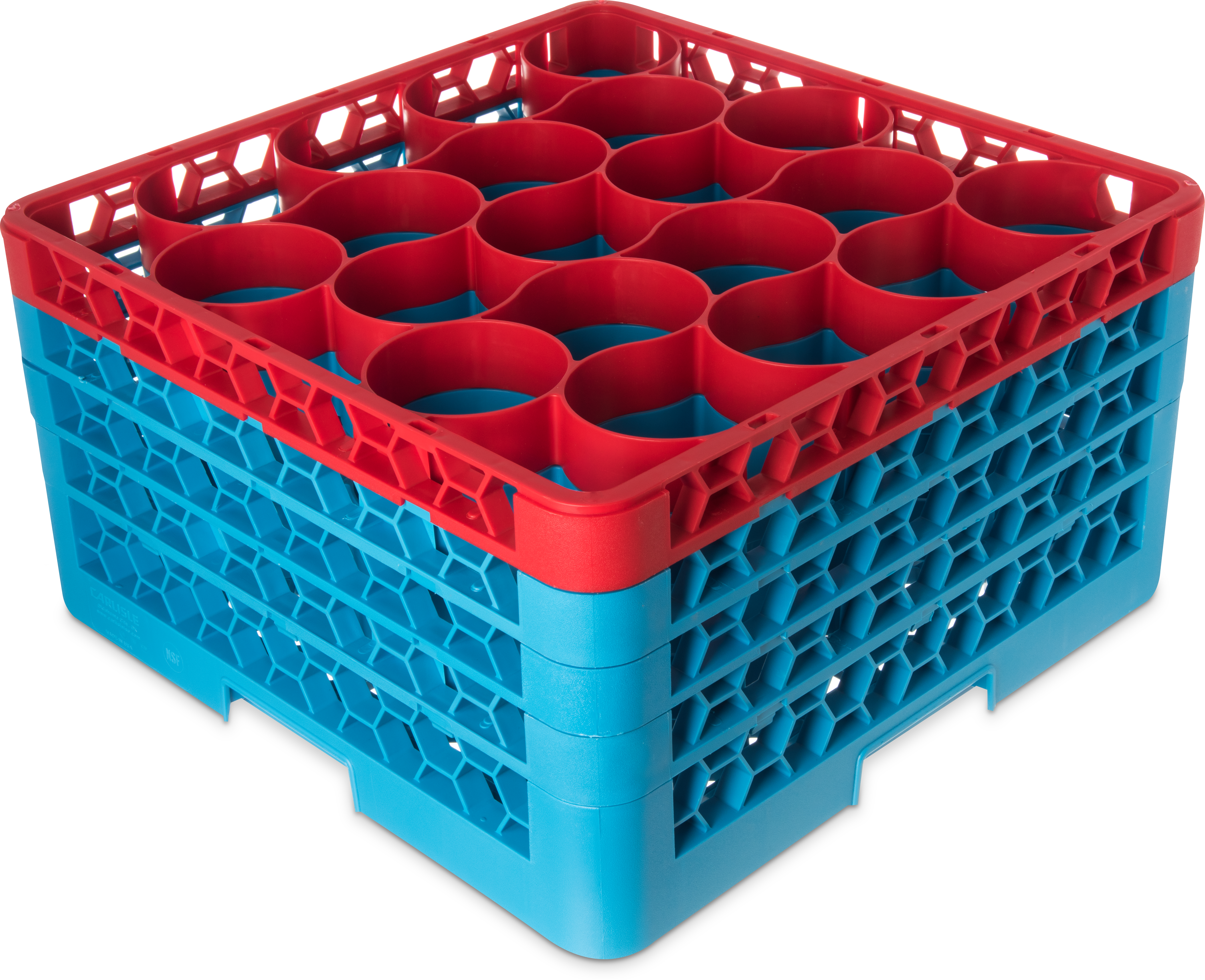OptiClean NeWave Color-Coded Glass Rack with Four Extenders 20 Compartment - Red-Carlisle Blue