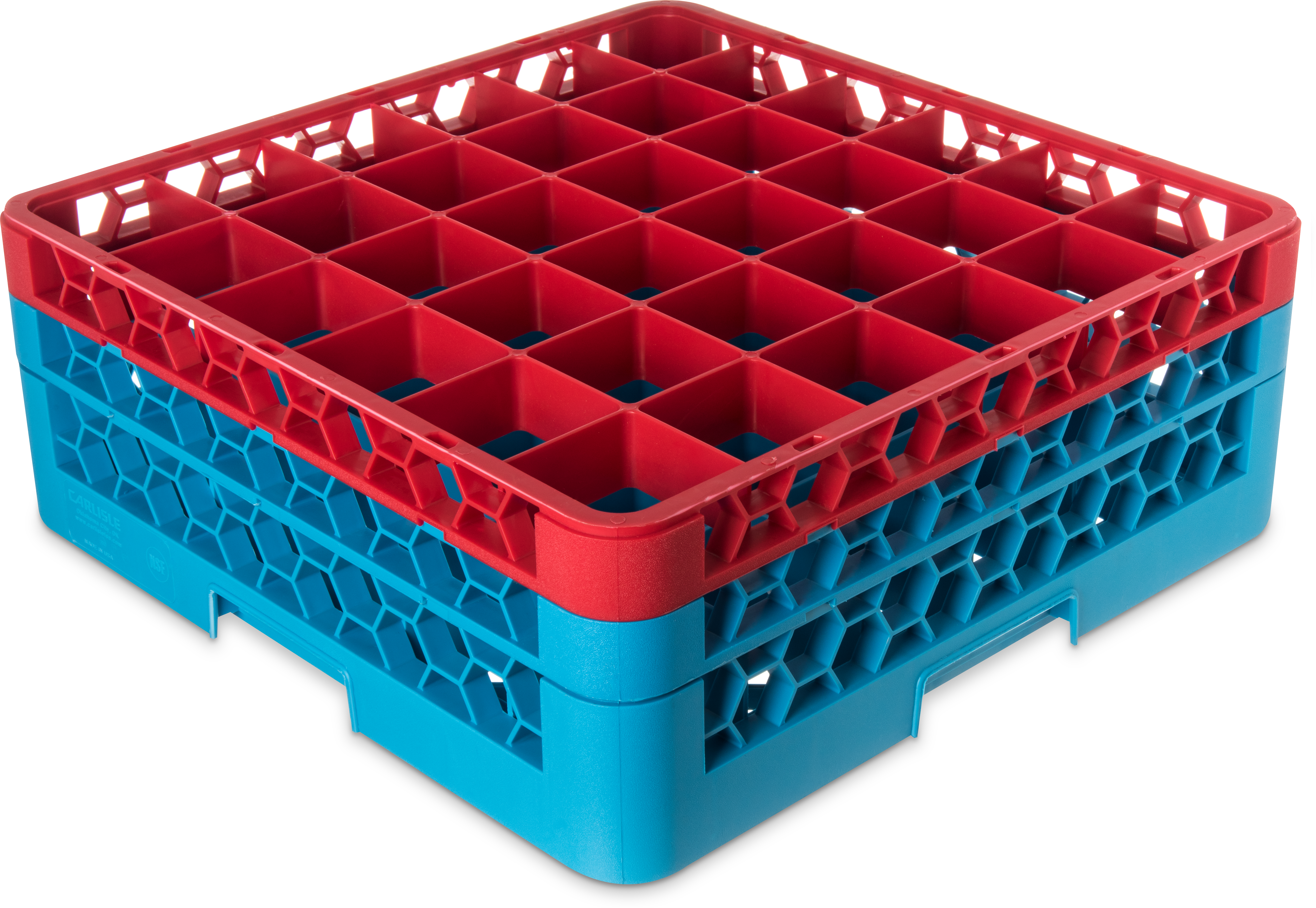 OptiClean 36 Compartment Glass Rack with 2 Extenders 7.12 - Red-Carlisle Blue