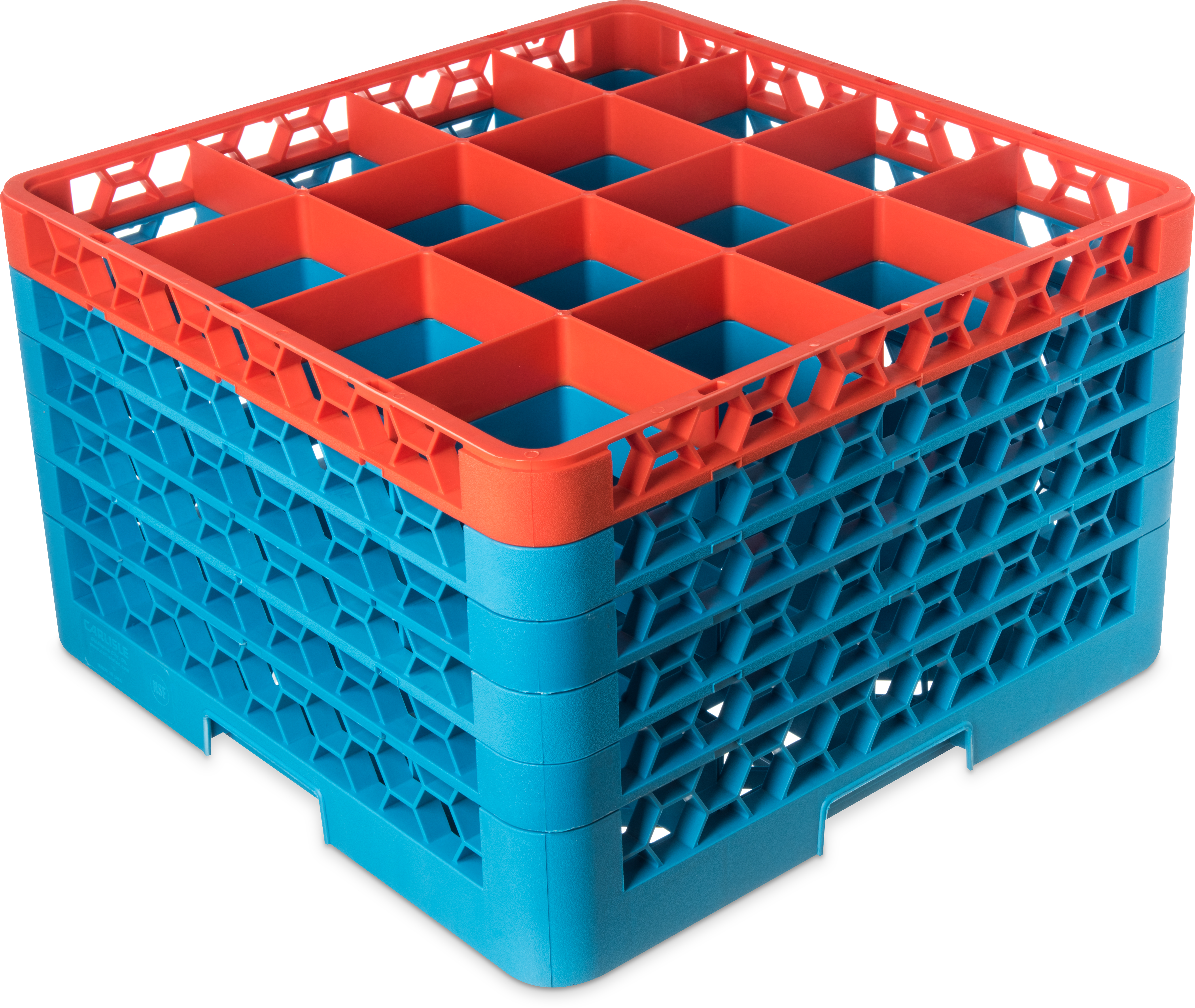 OptiClean 16 Compartment Glass Rack with 5 Extenders 11.9 - Orange-Carlisle Blue
