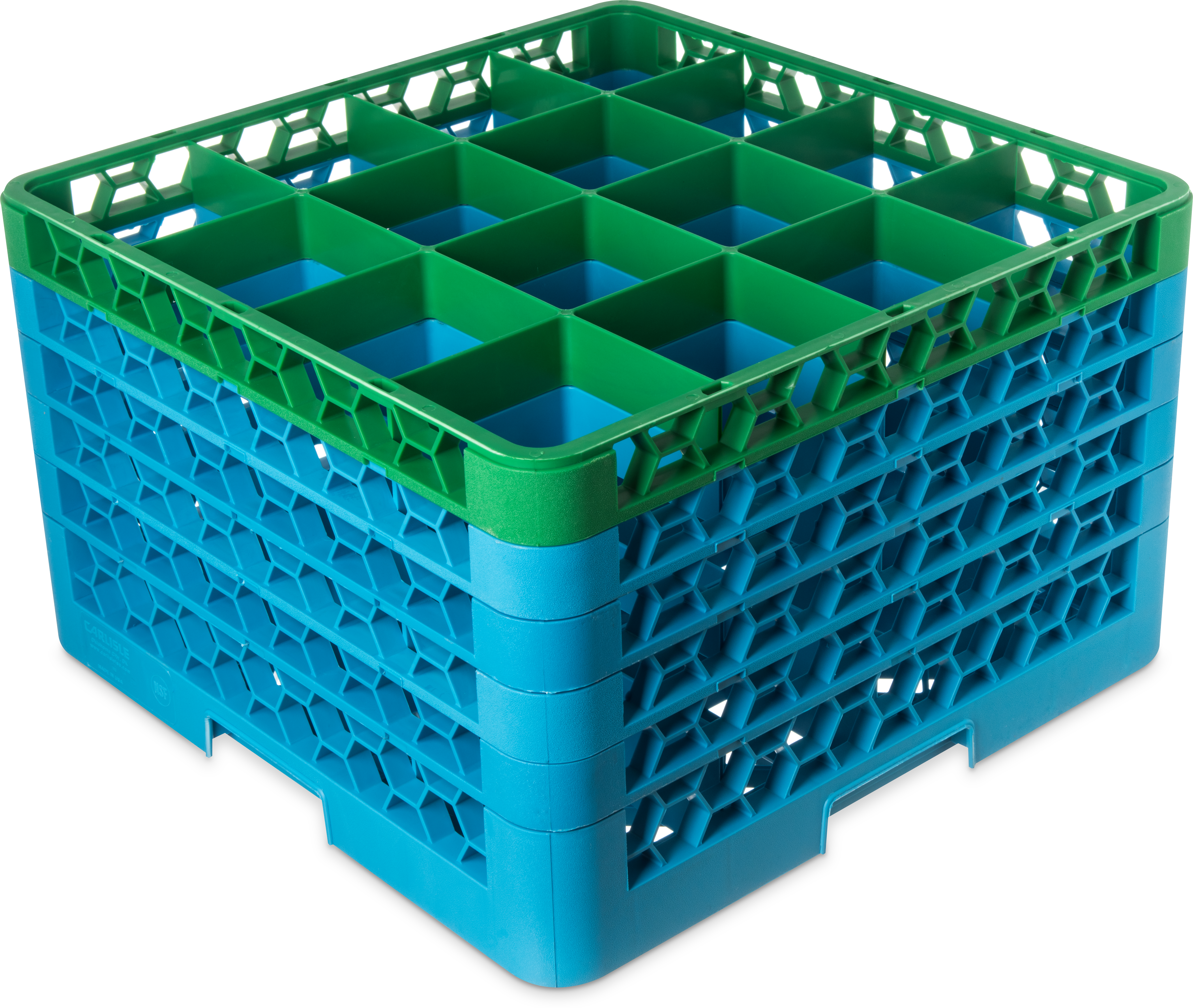 OptiClean 16 Compartment Glass Rack with 5 Extenders 11.9 - Green-Carlisle Blue