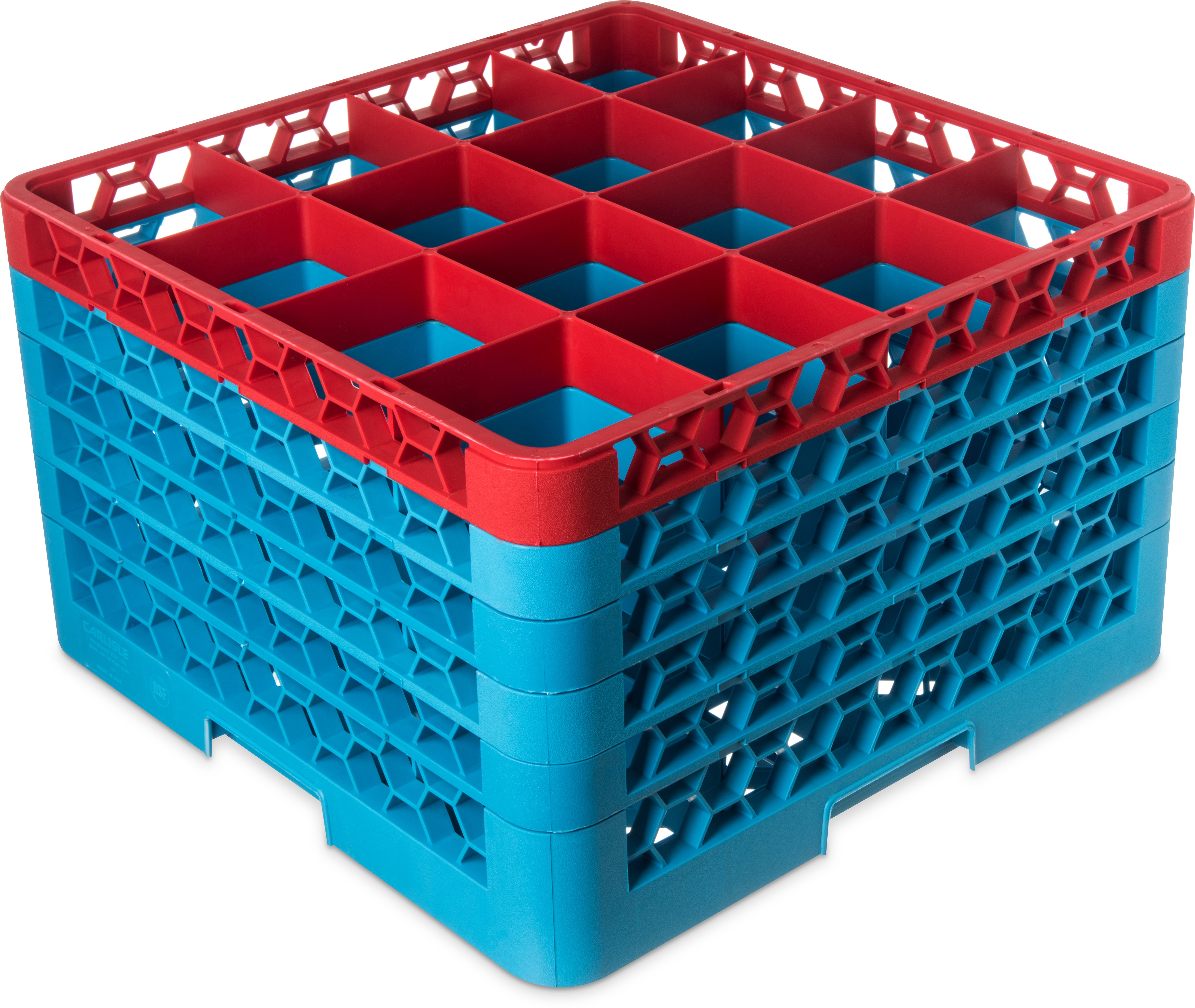 OptiClean 16 Compartment Glass Rack with 5 Extenders 11.9 - Red-Carlisle Blue