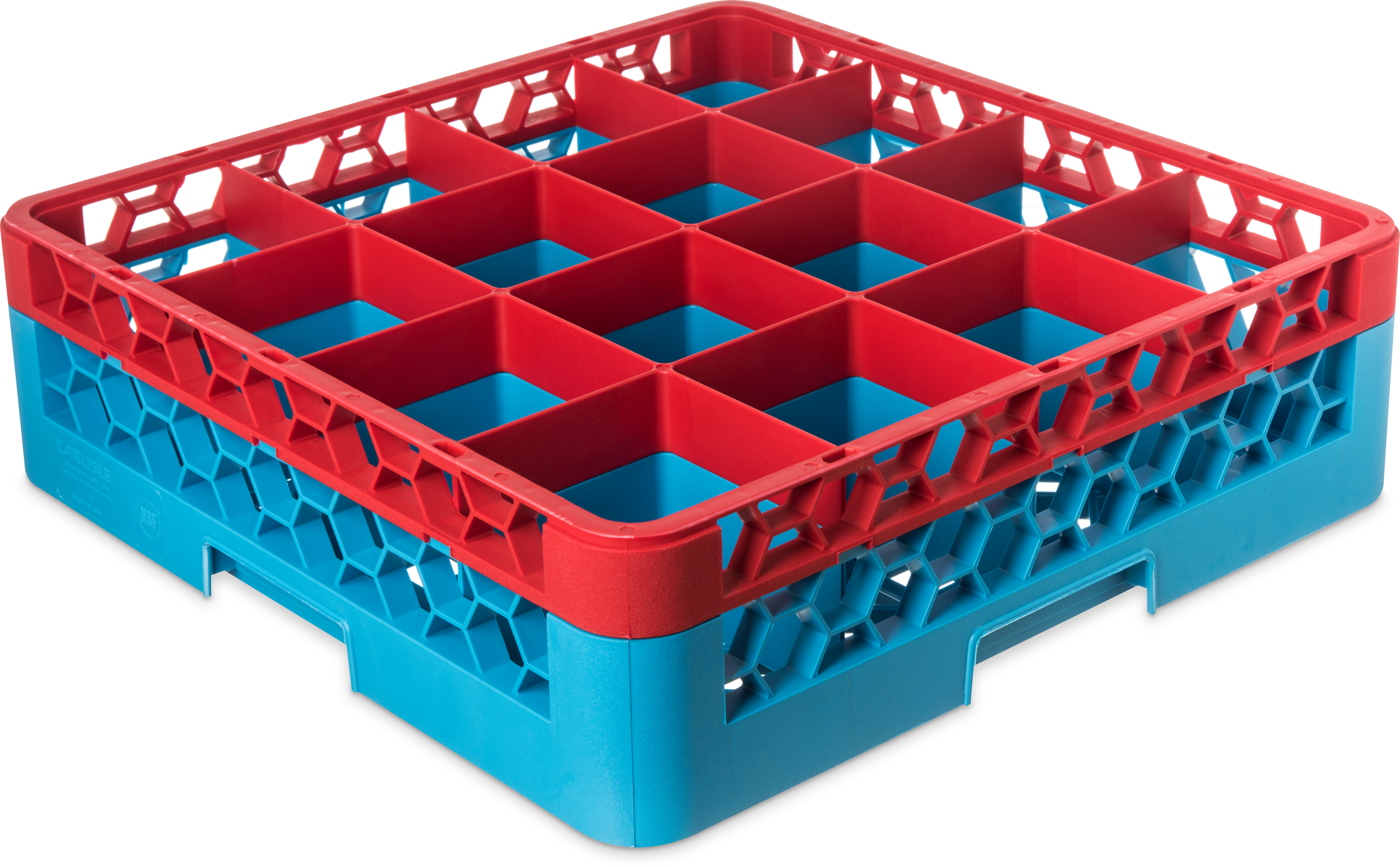 OptiClean 16 Compartment Glass Rack with 1 Extender 5.56 - Red-Carlisle Blue