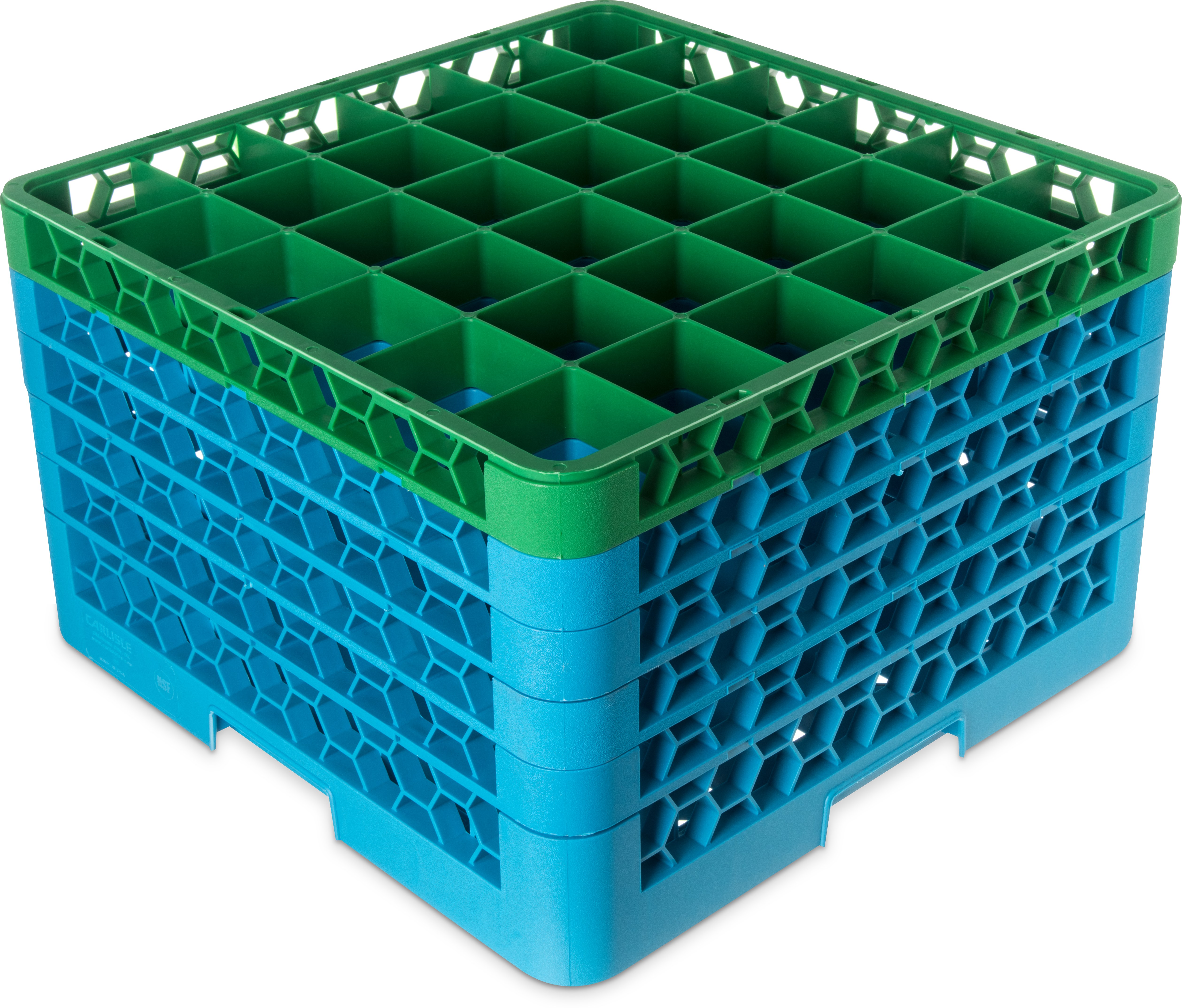 OptiClean 36 Compartment Glass Rack with 5 Extenders 11.9 - Green-Carlisle Blue