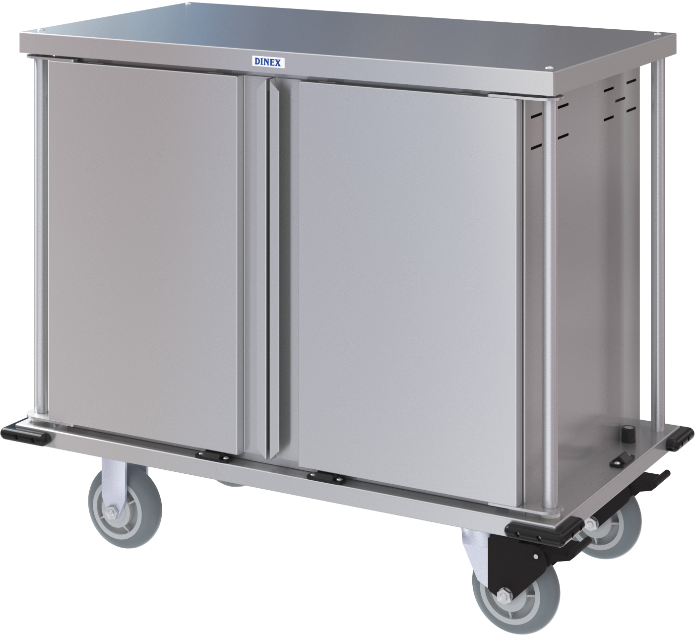 DXPTQC1T2D10 - Dinex® Totally Quiet Compact Meal Delivery Cart - Double Stainless Steel Cart With Doors